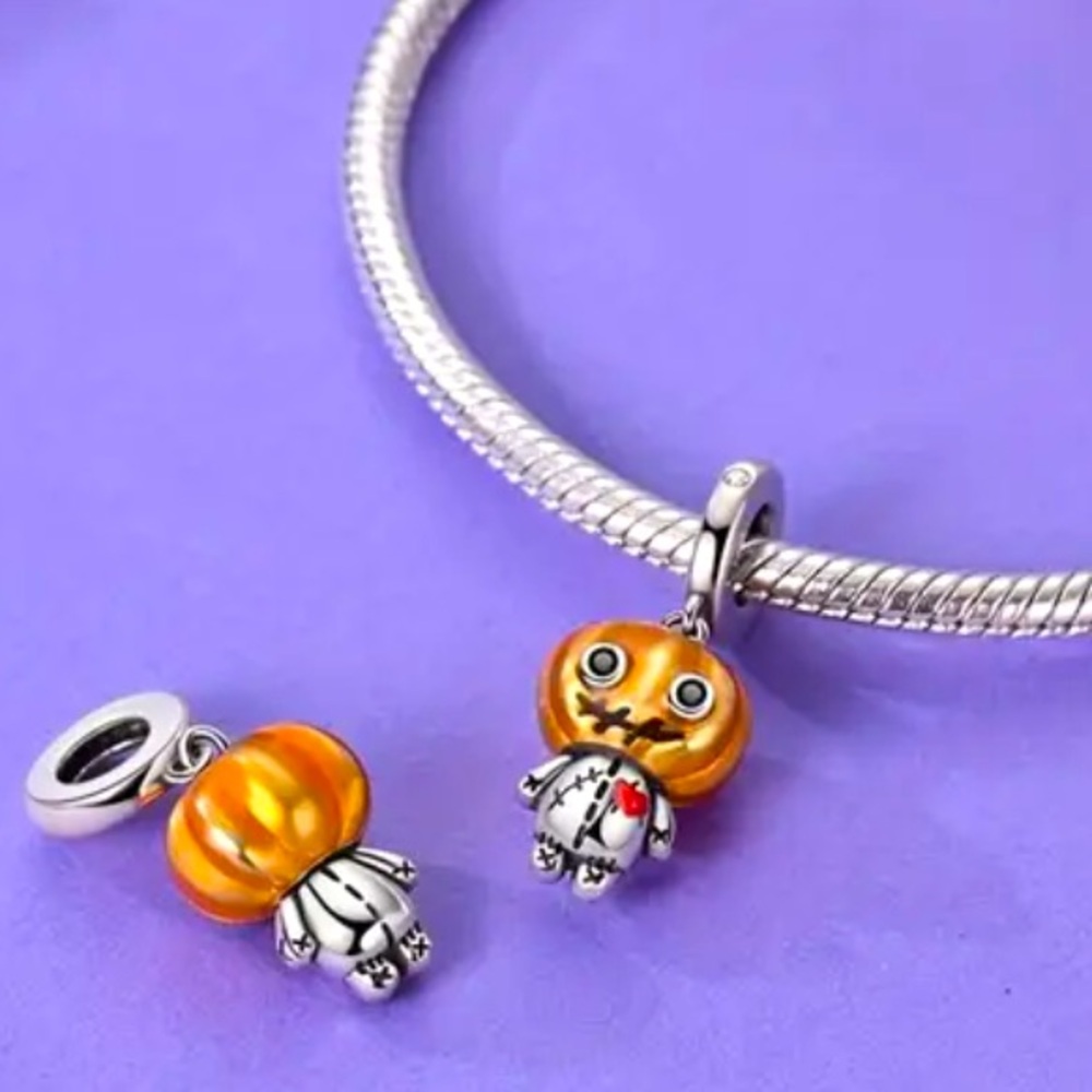 925 Sterling Silver Pumpkin Head Charm For Pandora Bracelets & Most Others-NEW